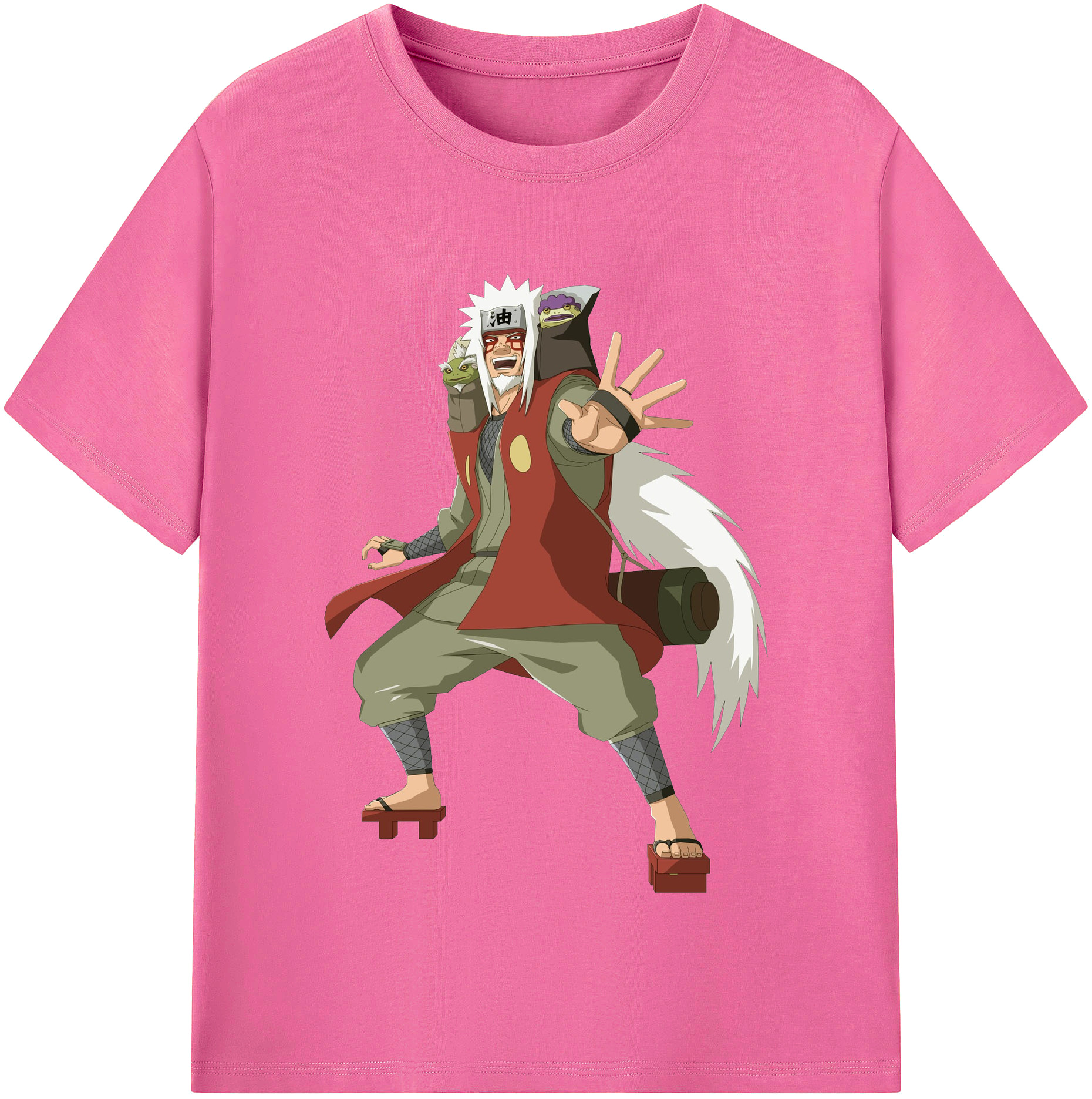 （画像用） NARUTO -ナルト- 自来也（じらいや） Jiraiya レディースカジュアルプリントTシャツ（綿100％）